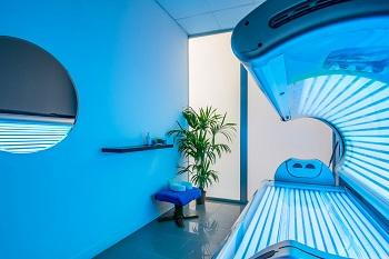 blue tanning bed